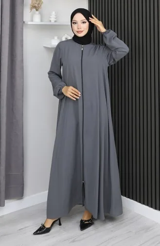 Medine İpeği Fermuarlı Mevlana Ferace 2930-04 Antrasit