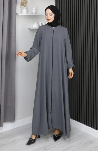 Medine İpeği Fermuarlı Mevlana Ferace 2930-04 Antrasit