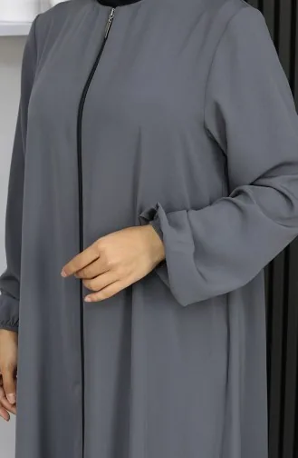 Medine İpeği Fermuarlı Mevlana Ferace 2930-04 Antrasit