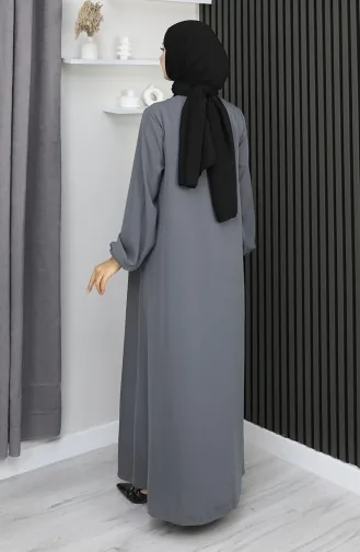 Medine İpeği Fermuarlı Mevlana Ferace 2930-04 Antrasit