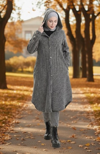 Kapüşonlu Düğmeli Kaşe Kap 0201-03 Vizon 0201-03