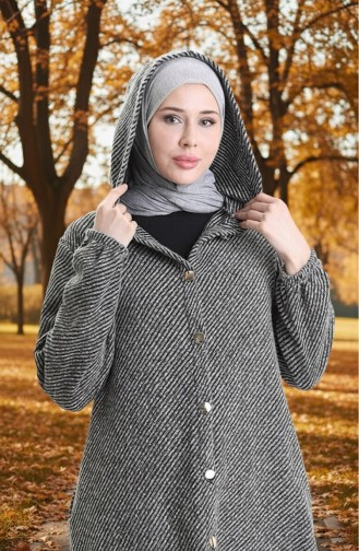 Kapüşonlu Düğmeli Kaşe Kap 0201-03 Vizon 0201-03