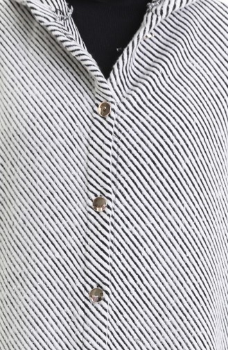 معطف كشمير بغطاء رأس وأزرار 0201-04 أبيض 0201-04