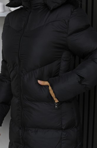 Kapuzen-Steppjacke Mit Reißverschluss 0209-01 Schwarz 0209-01