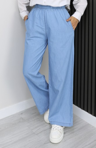 بنطال جينز تينسل بخصر مطاطي 7568-05 أزرق داكن 7568-05