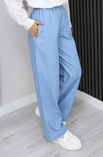 بنطال جينز تينسل بخصر مطاطي 7568-05 أزرق داكن 7568-05