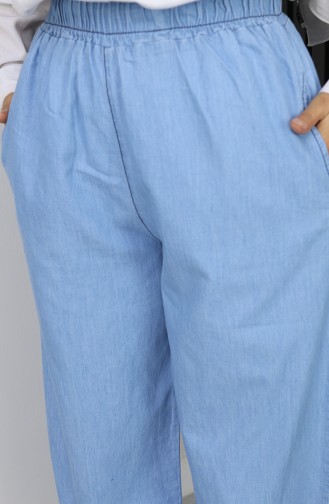 بنطال جينز تينسل بخصر مطاطي 7568-05 أزرق داكن 7568-05