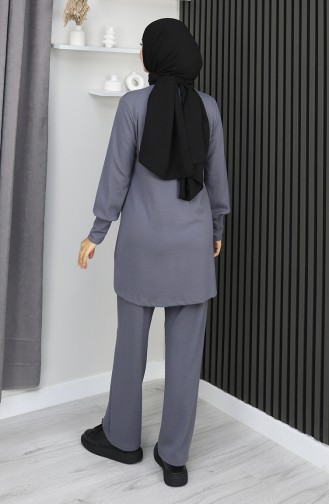 بدلة تونيك وبنطلون من قماش الكريب مكونة من قطعتين 20024A-01 رمادي 20024A-01
