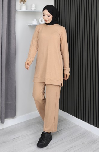 Camisole-Stoff-Tunika-Hosen-Doppelanzug 20025-01 Milchkaffee 20025-01