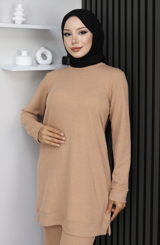 Camisole-Stoff-Tunika-Hosen-Doppelanzug 20025-01 Milchkaffee 20025-01