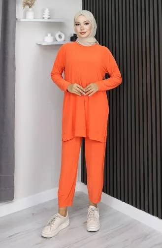 Ensemble Deux Pièces Tunique Et Pantalon En Tissu Sable Orange 20061-02 20061-02