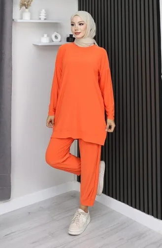 Ensemble Deux Pièces Tunique Et Pantalon En Tissu Sable Orange 20061-02 20061-02