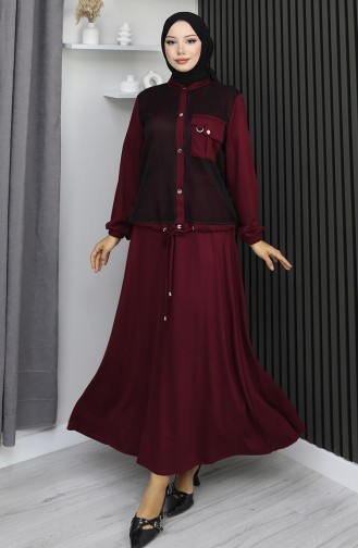 Costume En Coton Peigné à Boutons-pression Modèle 25003-01 Rouge Bordeaux 25003-01