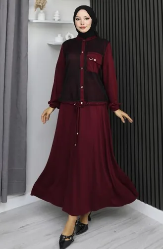 Anzug Aus Gekämmter Baumwolle Mit Druckknöpfen Artikelnummer 25003-01 Bordeauxrot 25003-01