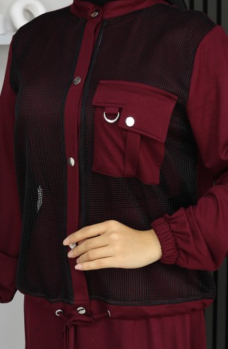 Costume En Coton Peigné à Boutons-pression Modèle 25003-01 Rouge Bordeaux 25003-01