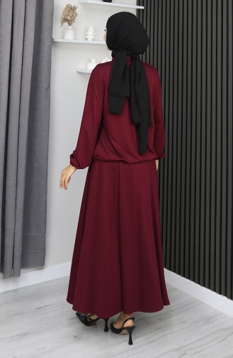 Costume En Coton Peigné à Boutons-pression Modèle 25003-01 Rouge Bordeaux 25003-01