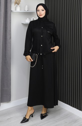 Costume En Coton Peigné Noir à Boutons-pression Référence 25003-02 25003-02