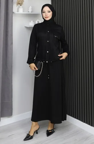 Anzug Aus Gekämmter Baumwolle Mit Druckknöpfen Modell 25003-02 Schwarz 25003-02