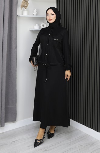 Costume En Coton Peigné Noir à Boutons-pression Référence 25003-02 25003-02