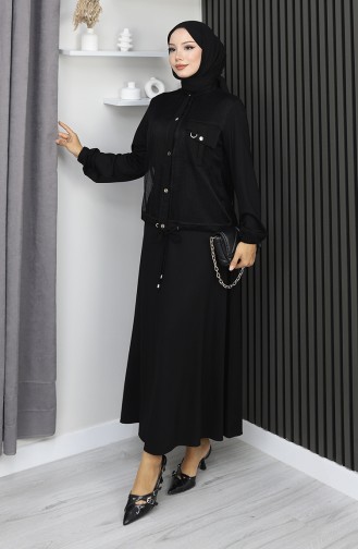 Costume En Coton Peigné Noir à Boutons-pression Référence 25003-02 25003-02