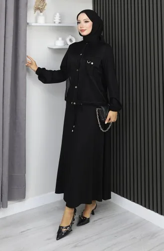 Anzug Aus Gekämmter Baumwolle Mit Druckknöpfen Modell 25003-02 Schwarz 25003-02