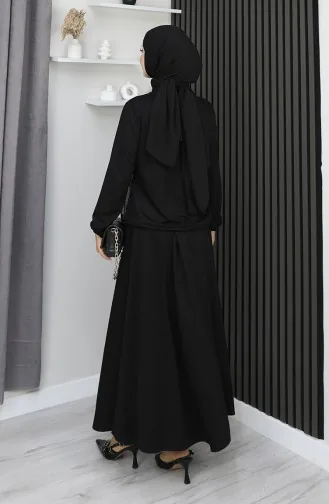 Anzug Aus Gekämmter Baumwolle Mit Druckknöpfen Modell 25003-02 Schwarz 25003-02