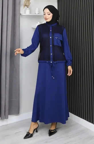 Anzug Aus Gekämmter Baumwolle Mit Druckknöpfen Modell 25003-04 Marineblau 25003-04