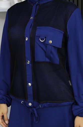 Costume En Coton Peigné à Boutons-pression Bleu Marine 25003-04 25003-04