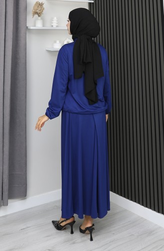 Costume En Coton Peigné à Boutons-pression Bleu Marine 25003-04 25003-04