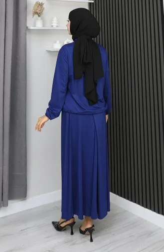 Anzug Aus Gekämmter Baumwolle Mit Druckknöpfen Modell 25003-04 Marineblau 25003-04