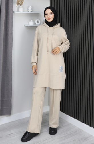 Oysho Stoffen Geborduurd Tweedelig Hijabpak 0211-01 Beige 0211-01