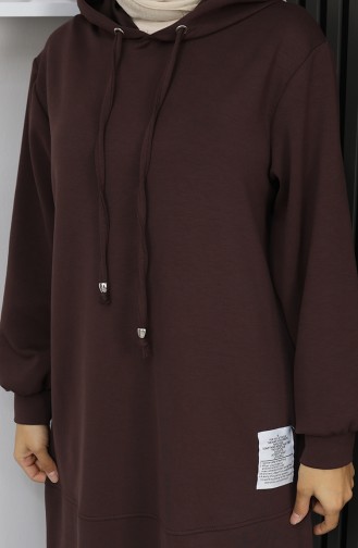 Oysho Stoffen Geborduurd Tweedelig Hijabpak 0211-02 Bruin 0211-02