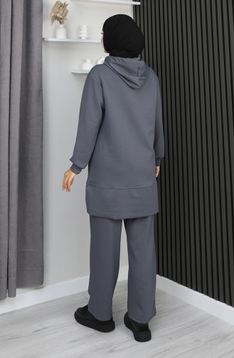 Oysho Stoffen Geborduurd Tweedelig Hijab Pak 0211-04 Antraciet 0211-04