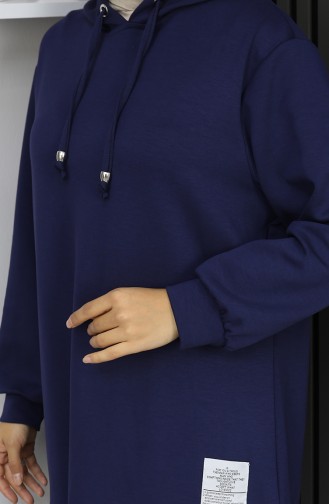 بدلة حجاب من قطعتين مطرزة من قماش أويشو 0211-05 أزرق داكن 0211-05