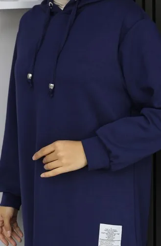 بدلة حجاب من قطعتين مطرزة من قماش أويشو 0211-05 أزرق داكن 0211-05