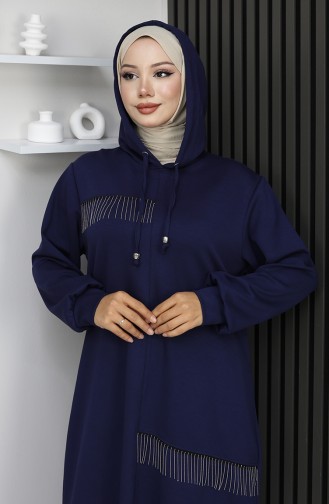 Oysho Zweiteiliger Hijab-Anzug Mit Stoffkettenverzierung 0212-01 Marineblau 0212-01