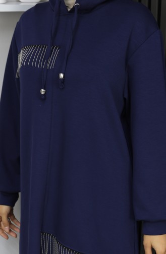 Oysho Zweiteiliger Hijab-Anzug Mit Stoffkettenverzierung 0212-01 Marineblau 0212-01