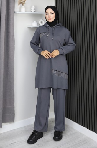 Ensemble Hijab Deux Pièces Oysho En Tissu Avec Chaînette Détaillée 0212-02 Anthracite 0212-02