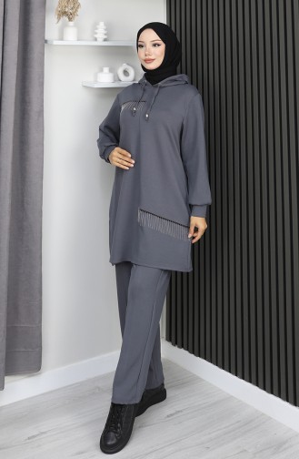 Ensemble Hijab Deux Pièces Oysho En Tissu Avec Chaînette Détaillée 0212-02 Anthracite 0212-02
