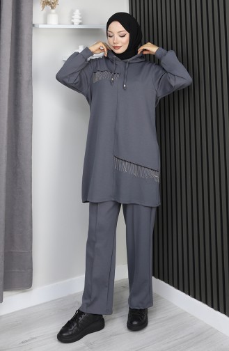 Ensemble Hijab Deux Pièces Oysho En Tissu Avec Chaînette Détaillée 0212-02 Anthracite 0212-02