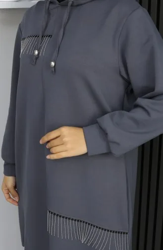 Oysho Stoff-Hijab-Anzug Mit Kettenverzierung Zweiteilig Farbe 0212-02 Anthrazit 0212-02