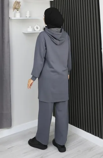 Oysho Stoff-Hijab-Anzug Mit Kettenverzierung Zweiteilig Farbe 0212-02 Anthrazit 0212-02