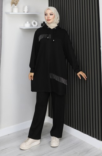 Ensemble Hijab Deux Pièces Oysho Avec Chaînette En Tissu Noir Référence 0212-03 0212-03