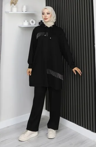 Ensemble Hijab Deux Pièces Oysho Avec Chaînette En Tissu Noir Référence 0212-03 0212-03