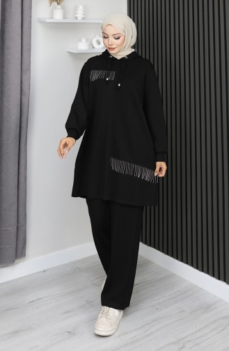 Ensemble Hijab Deux Pièces Oysho Avec Chaînette En Tissu Noir Référence 0212-03 0212-03