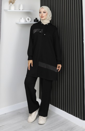 Ensemble Hijab Deux Pièces Oysho Avec Chaînette En Tissu Noir Référence 0212-03 0212-03