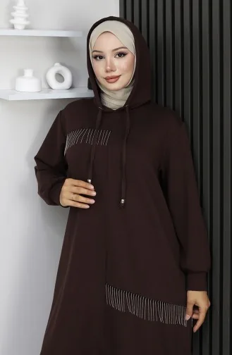 Oysho Stoffen Ketting Gedetailleerd Tweedelig Hijabpak 0212-05 Bruin 0212-05
