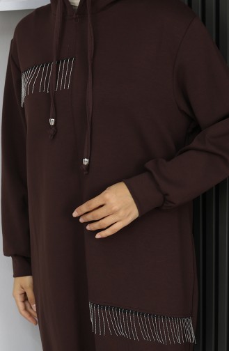 Oysho Zweiteiliger Hijab-Anzug Mit Stoffkettenverzierung 0212-05 Braun 0212-05