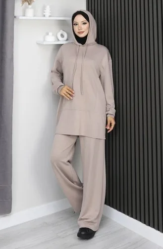 Oysho Kumaş ikili Tesettür Takım 2168-01 Vizon