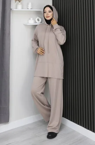 Oysho Kumaş ikili Tesettür Takım 2168-01 Vizon